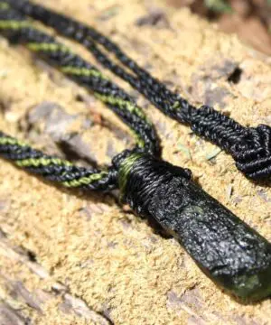 Authentic MOLDAVITE Pendant, Genuine Moldavite Necklace, Raw CRYSTAL Necklace, elven jewelry, Australian made macreme cord, Meteorite