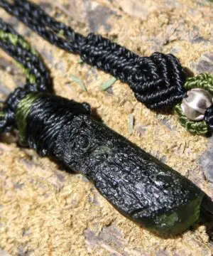 Authentic MOLDAVITE Pendant, Genuine Moldavite Necklace, Raw CRYSTAL Necklace, elven jewelry, Australian made macreme cord, Meteorite