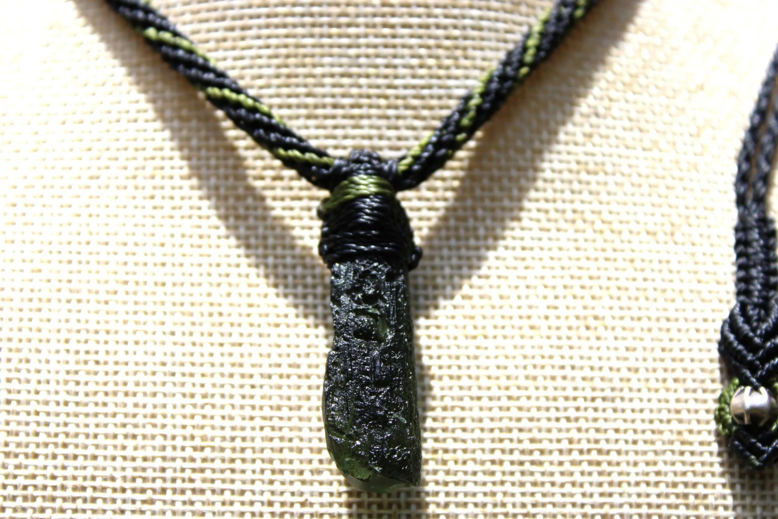 Authentic MOLDAVITE Pendant, Genuine Moldavite Necklace, Raw CRYSTAL Necklace, elven jewelry, Australian made macreme cord, Meteorite