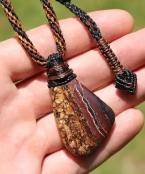 Koroit Boulder Opal Necklace • Australian Solid Opal Pendant • Hand-Polished Crystal Talisman • Australian made handwoven tropical cord