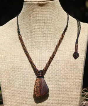 Koroit Boulder Opal Necklace • Australian Solid Opal Pendant • Hand-Polished Crystal Talisman • Australian made handwoven tropical cord