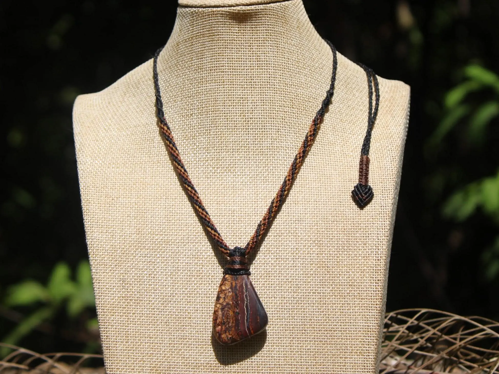 Koroit Boulder Opal Necklace • Australian Solid Opal Pendant • Hand-Polished Crystal Talisman • Australian made handwoven tropical cord