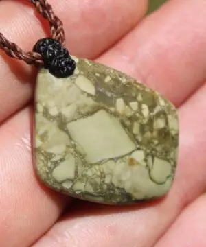 Australian Rainforest Jasper Pendant , Royal Rhyolite Necklace, Australian made macrame cord,ELVEN jewelry, green summer beach jewellery