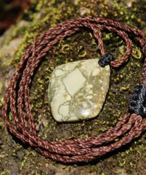 Australian Rainforest Jasper Pendant , Royal Rhyolite Necklace, Australian made macrame cord,ELVEN jewelry, green summer beach jewellery