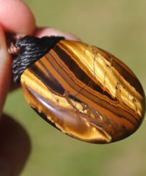 Australian Tiger Eye Pendant Necklace, MARA MAMBA Golden Tigereye, Australian made macrame cord healing jewellery, brown stone