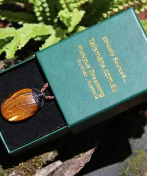 Australian Tiger Eye Pendant Necklace, MARA MAMBA Golden Tigereye, Australian made macrame cord healing jewellery, brown stone