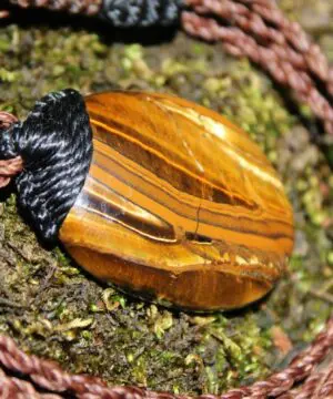 Australian Tiger Eye Pendant Necklace, MARA MAMBA Golden Tigereye, Australian made macrame cord healing jewellery, brown stone