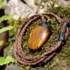 Australian Tiger Eye Pendant Necklace, MARA MAMBA Golden Tigereye, Australian made macrame cord healing jewellery, brown stone