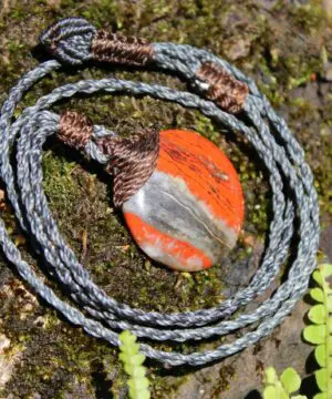 Australian Red Snakeskin Jasper Pendant ,Australian Macrame cord Crystal Necklace, healing crystal pendant, surfer summer pendant jewelry