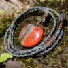 Australian Red Snakeskin Jasper Pendant ,Australian Macrame cord Crystal Necklace, healing crystal pendant, surfer summer pendant jewelry