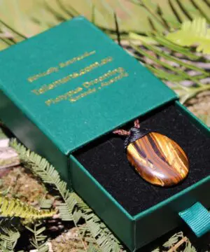 Australian Tiger Eye Pendant Necklace, MARA MAMBA Golden Tigereye, Australian made macrame cord healing jewellery, brown stone