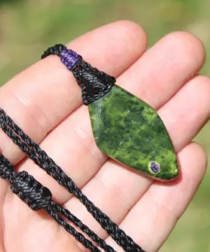 Tasmanian Serpentine Pendant, Australian Atlantisite Necklace • Australian Handmade Talisman, Australian handwoven tropical cord