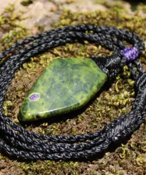 Tasmanian Serpentine Pendant, Australian Atlantisite Necklace • Australian Handmade Talisman, Australian handwoven tropical cord