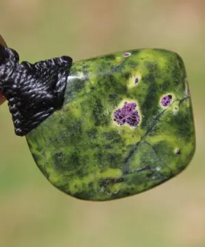 Tasmanian Stichtite Serpentine Pendant, Australian Atlantisite Necklace • • Australian Handmade Talisman, Australian handwoven tropical cord
