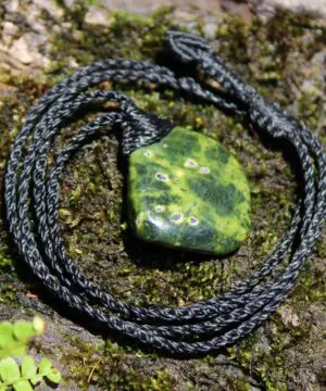 Tasmanian Stichtite Serpentine Pendant, Australian Atlantisite Necklace • • Australian Handmade Talisman, Australian handwoven tropical cord