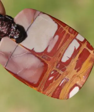Australian Noreena Jasper Necklace • Red Stone Tribal Pendant • Handwoven Tropical Cord • May Birthstone Healing Jewelry