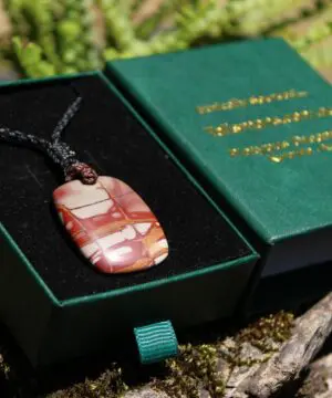 Australian Noreena Jasper Necklace • Red Stone Tribal Pendant • Handwoven Tropical Cord • May Birthstone Healing Jewelry