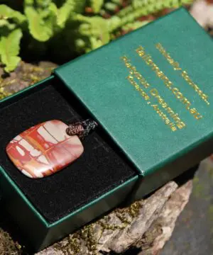 Australian Noreena Jasper Necklace • Red Stone Tribal Pendant • Handwoven Tropical Cord • May Birthstone Healing Jewelry