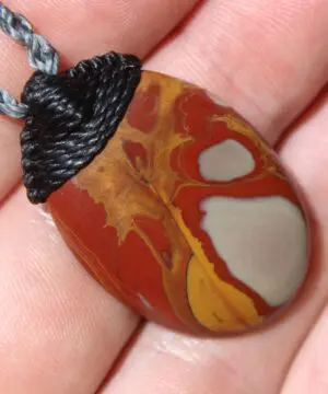 Australian Noreena Jasper Necklace • Red Stone Tribal Pendant • Handwoven Tropical Cord • May Birthstone Healing Jewelry