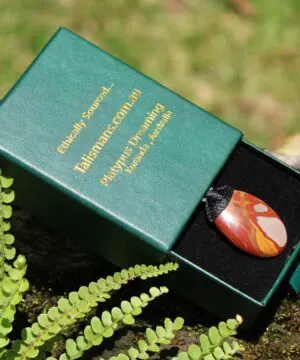 Australian Noreena Jasper Necklace • Red Stone Tribal Pendant • Handwoven Tropical Cord • May Birthstone Healing Jewelry