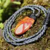 Australian Noreena Jasper Necklace • Red Stone Tribal Pendant • Handwoven Tropical Cord • May Birthstone Healing Jewelry