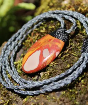 Australian Noreena Jasper Necklace • Red Stone Tribal Pendant • Handwoven Tropical Cord • May Birthstone Healing Jewelry