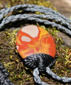 Australian Noreena Jasper Necklace • Red Stone Tribal Pendant • Handwoven Tropical Cord • May Birthstone Healing Jewelry