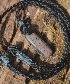 FIRE MATRIX Fairy OPAL Necklace, Australian Opal Tribal Pendant, Australian made macrame cord, dragon sun necklace, october birthstone