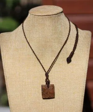 Australian matrix boulder opal necklace,Australian made handwoven tropical cord natural jewelry, Australian opal pendant, October birthstone