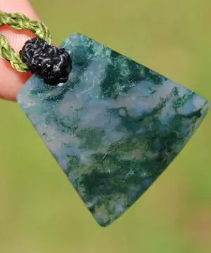 Moss Agate Quartz Pendant • Australian Handmade Talisman • Tribal Healing Crystal Jewelry • Tropical Cord Green Moss Agate Necklace