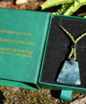 Moss Agate Quartz Pendant • Australian Handmade Talisman • Tribal Healing Crystal Jewelry • Tropical Cord Green Moss Agate Necklace