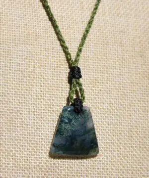 Moss Agate Quartz Pendant • Australian Handmade Talisman • Tribal Healing Crystal Jewelry • Tropical Cord Green Moss Agate Necklace