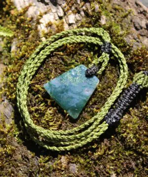 Moss Agate Quartz Pendant • Australian Handmade Talisman • Tribal Healing Crystal Jewelry • Tropical Cord Green Moss Agate Necklace