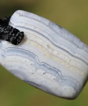 Blue Lace Agate Necklace , BlueLace Agate Pendant, Australian made Elven Macrame Cord Healing Crystal Jewelry , Christmas gift idea