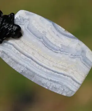 Blue Lace Agate Necklace , BlueLace Agate Pendant, Australian made Elven Macrame Cord Healing Crystal Jewelry , Christmas gift idea