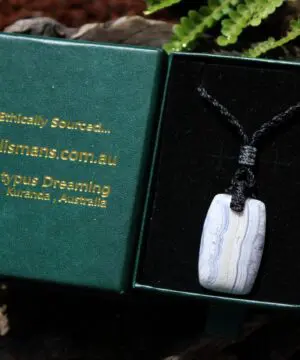 Blue Lace Agate Necklace , BlueLace Agate Pendant, Australian made Elven Macrame Cord Healing Crystal Jewelry , Christmas gift idea