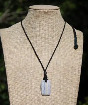 Blue Lace Agate Necklace , BlueLace Agate Pendant, Australian made Elven Macrame Cord Healing Crystal Jewelry , Christmas gift idea