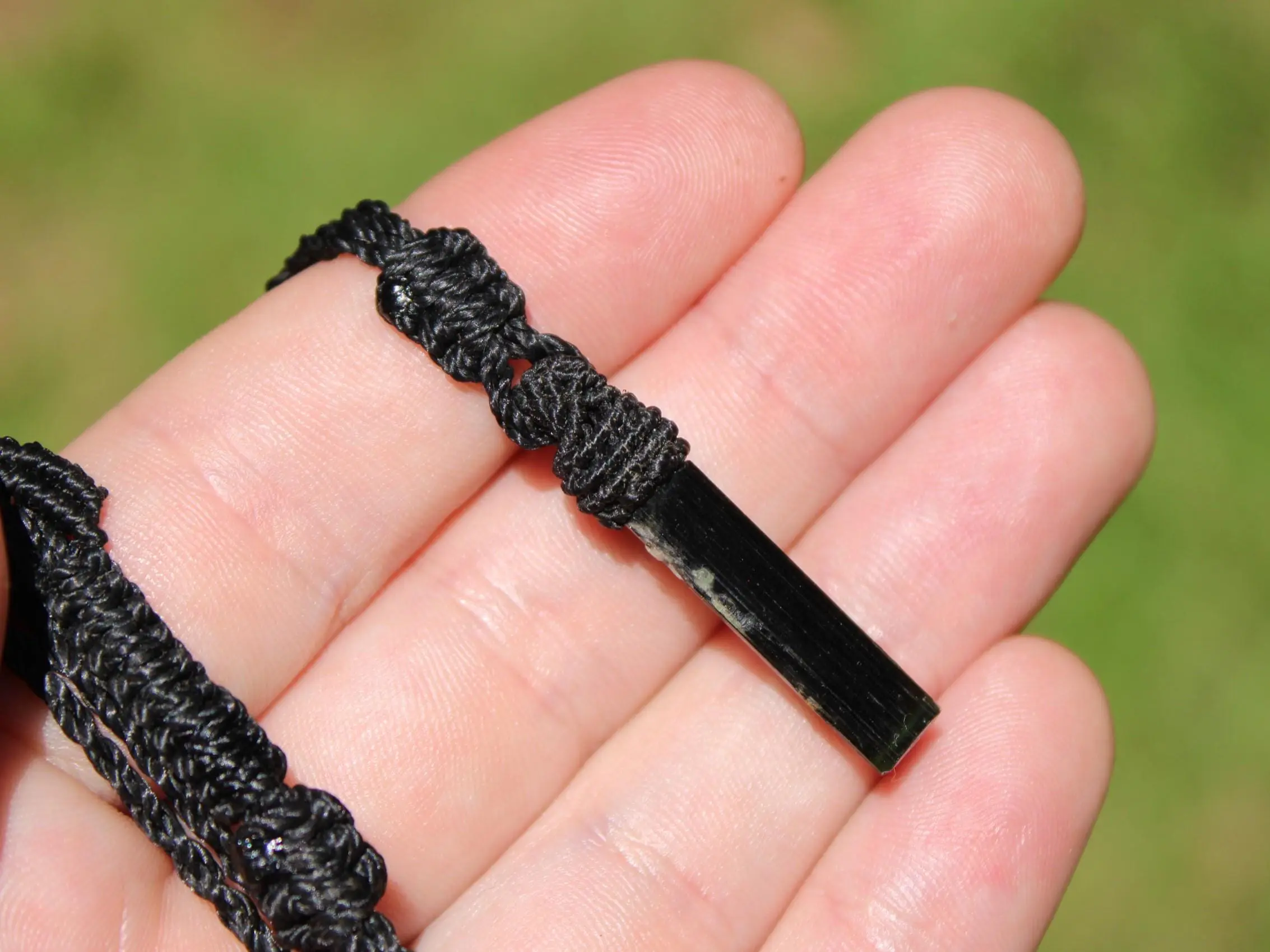 Tourmaline Necklace • Afghan Tourmaline Pendant • Raw Green Blue Crystal Talisman • Australian Handmade • Handwoven Tropical Cord
