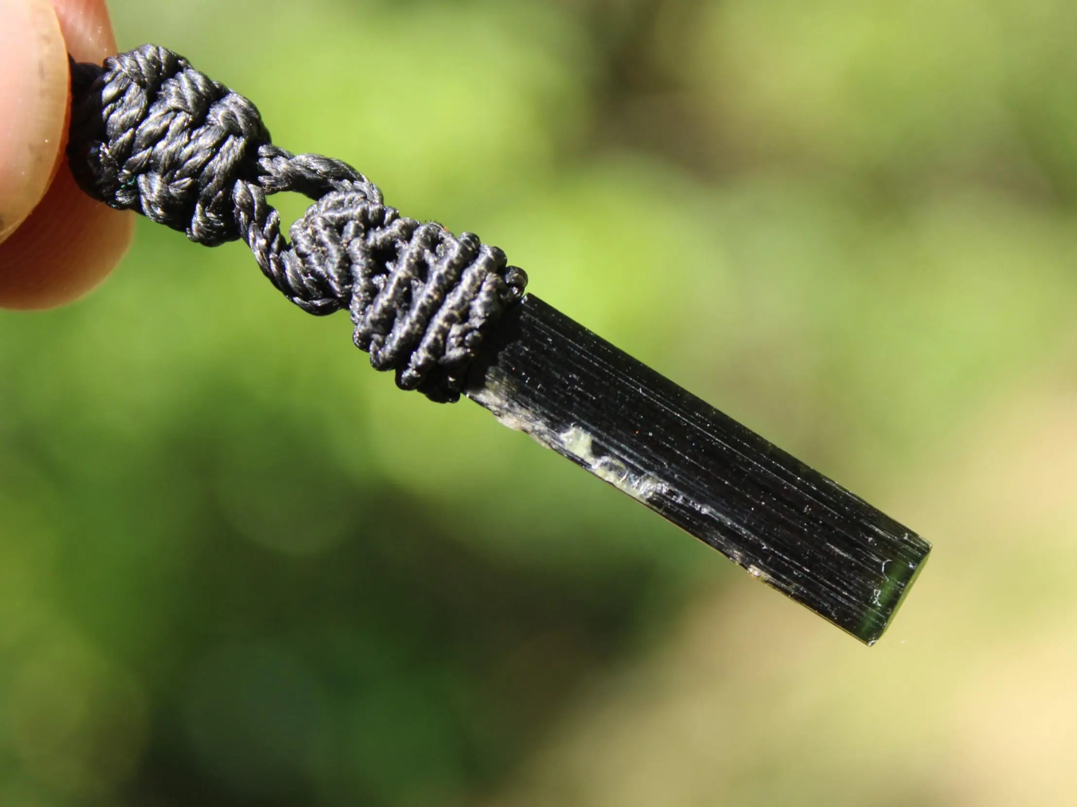 Tourmaline Necklace • Afghan Tourmaline Pendant • Raw Green Blue Crystal Talisman • Australian Handmade • Handwoven Tropical Cord