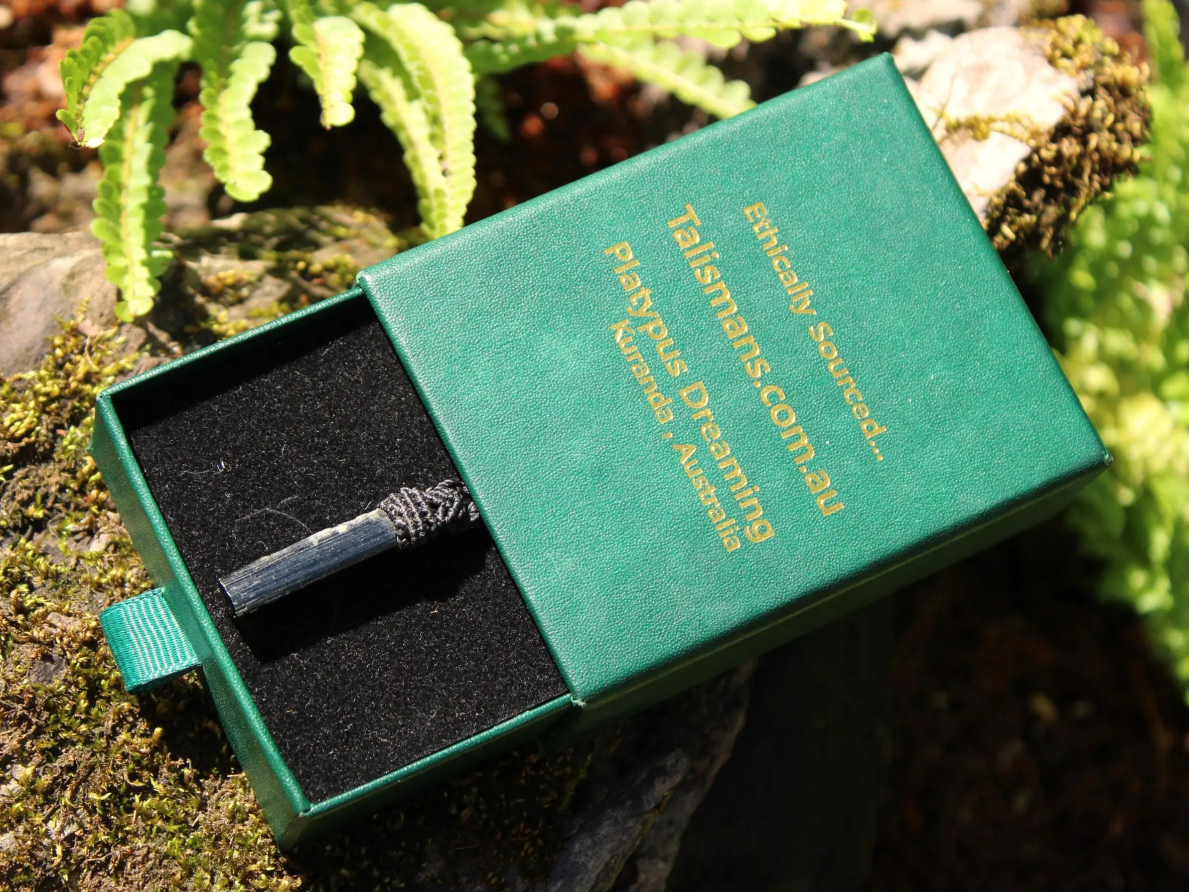 Tourmaline Necklace • Afghan Tourmaline Pendant • Raw Green Blue Crystal Talisman • Australian Handmade • Handwoven Tropical Cord