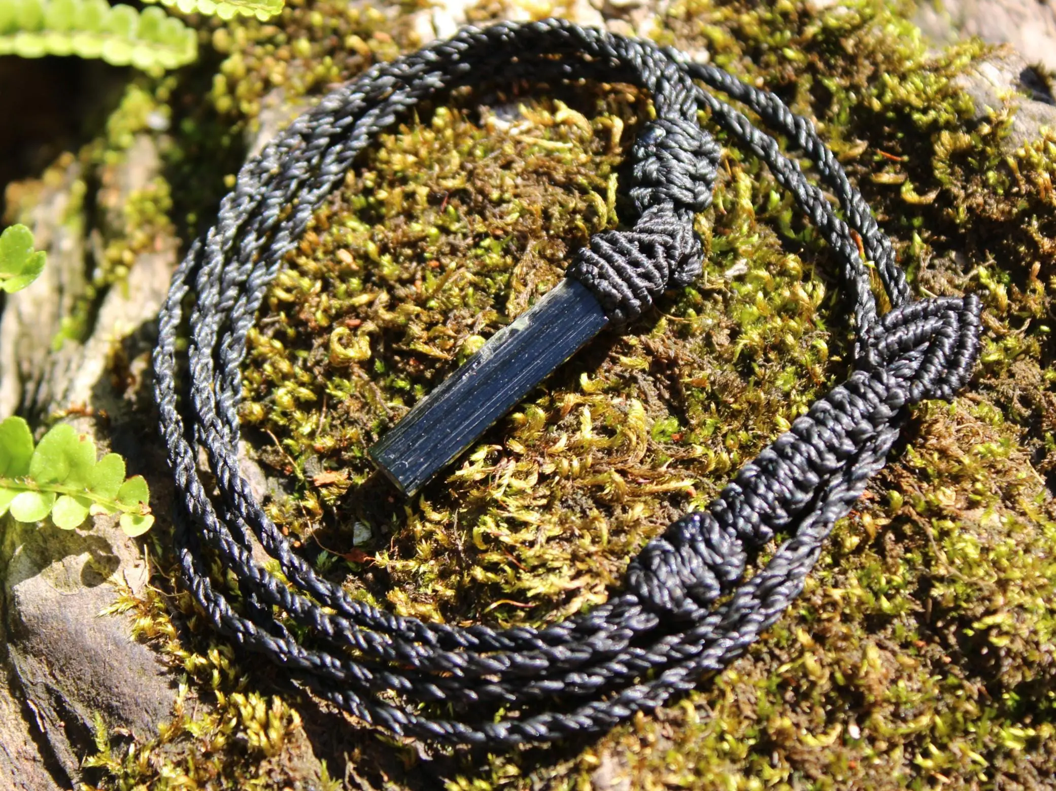 Tourmaline Necklace • Afghan Tourmaline Pendant • Raw Green Blue Crystal Talisman • Australian Handmade • Handwoven Tropical Cord