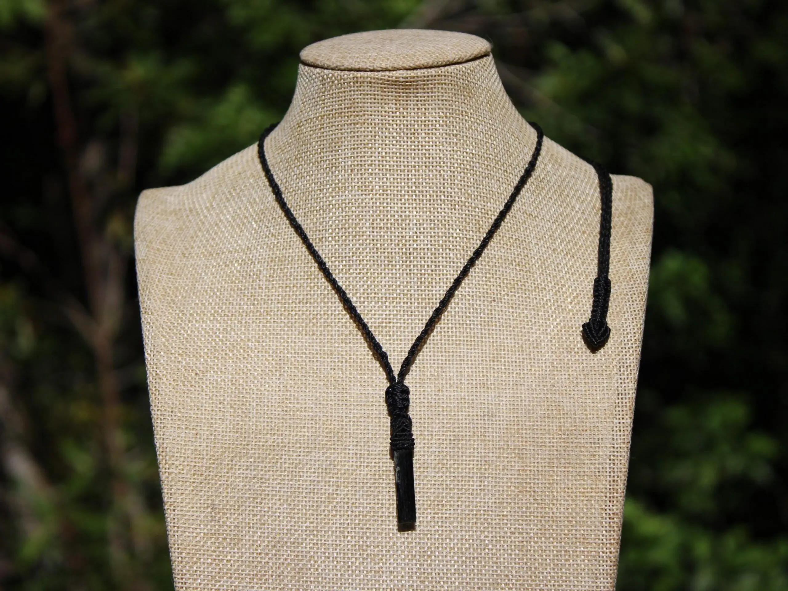 Tourmaline Necklace • Afghan Tourmaline Pendant • Raw Green Blue Crystal Talisman • Australian Handmade • Handwoven Tropical Cord