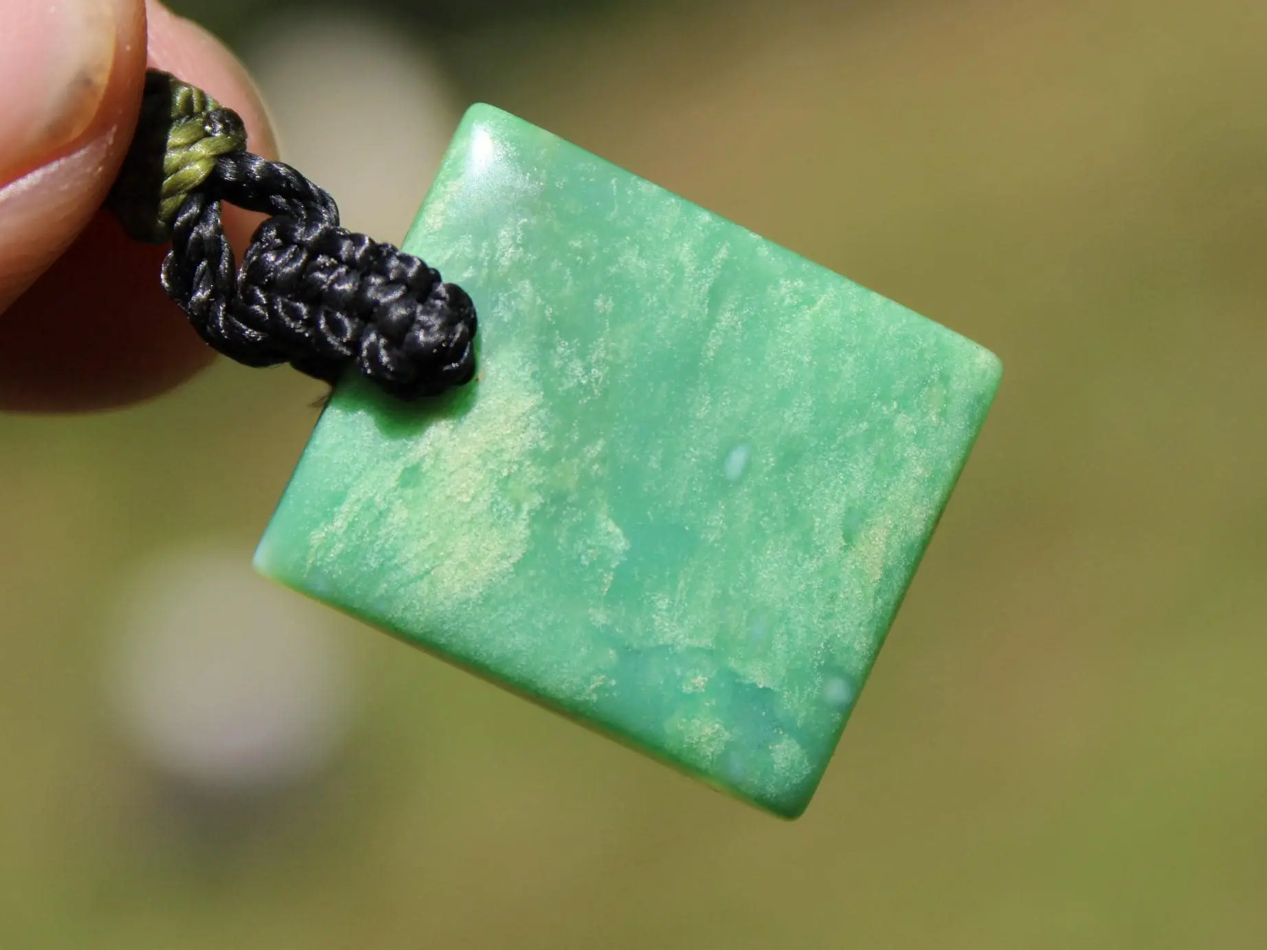 Australian Chrysoprase Necklace, Chrysoprase Pendant, Australian made Macrame Cord, Beaded crystal healing jewelry, gift for her him