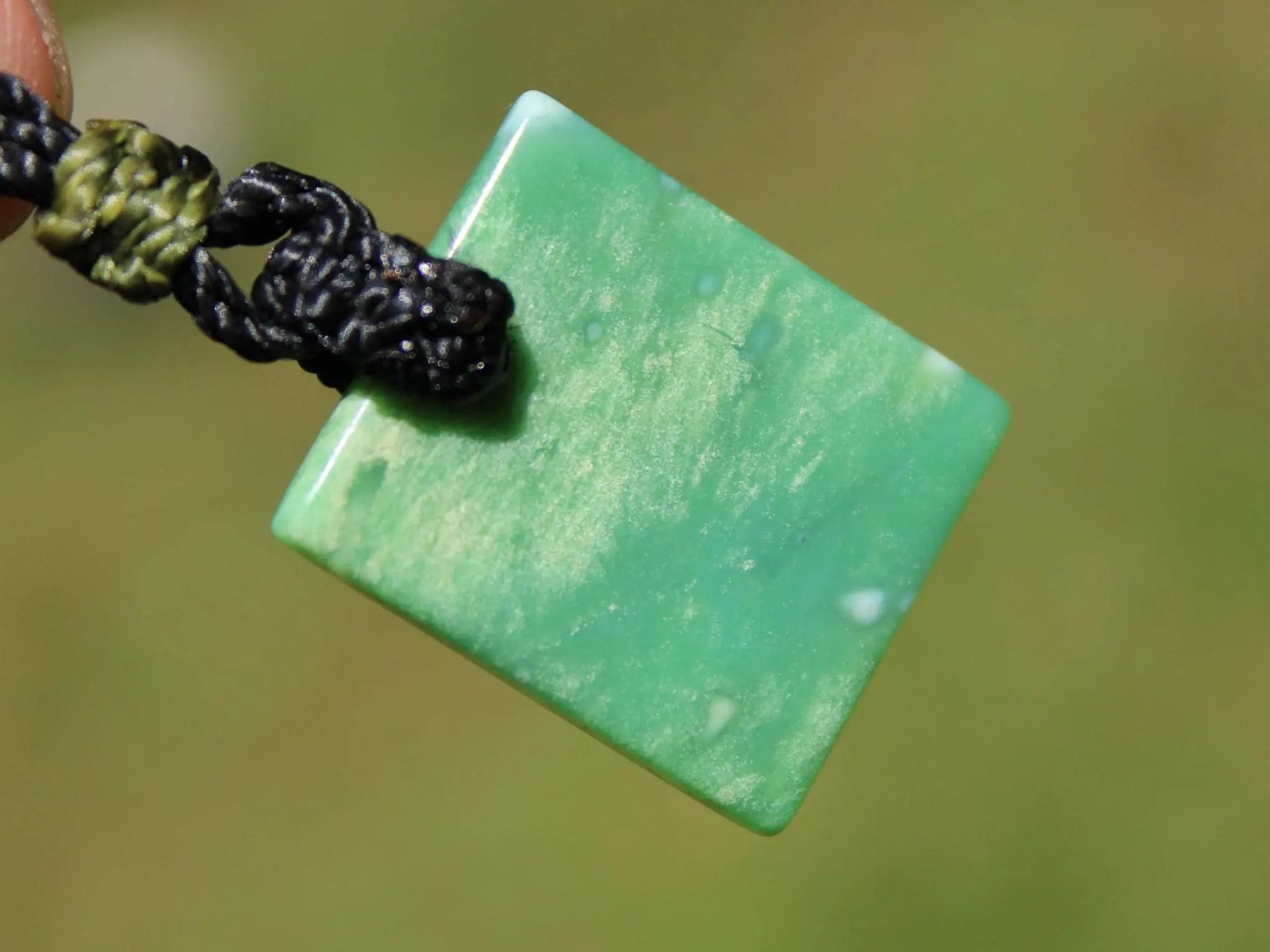 Australian Chrysoprase Necklace, Chrysoprase Pendant, Australian made Macrame Cord, Beaded crystal healing jewelry, gift for her him