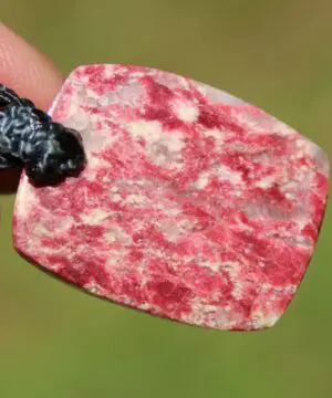 Australian Thulite Necklace, Pink Crystal Talisman, Australian Handmade Tropical Cord, beachy beach jewelry, summer jewelry, surfer necklace