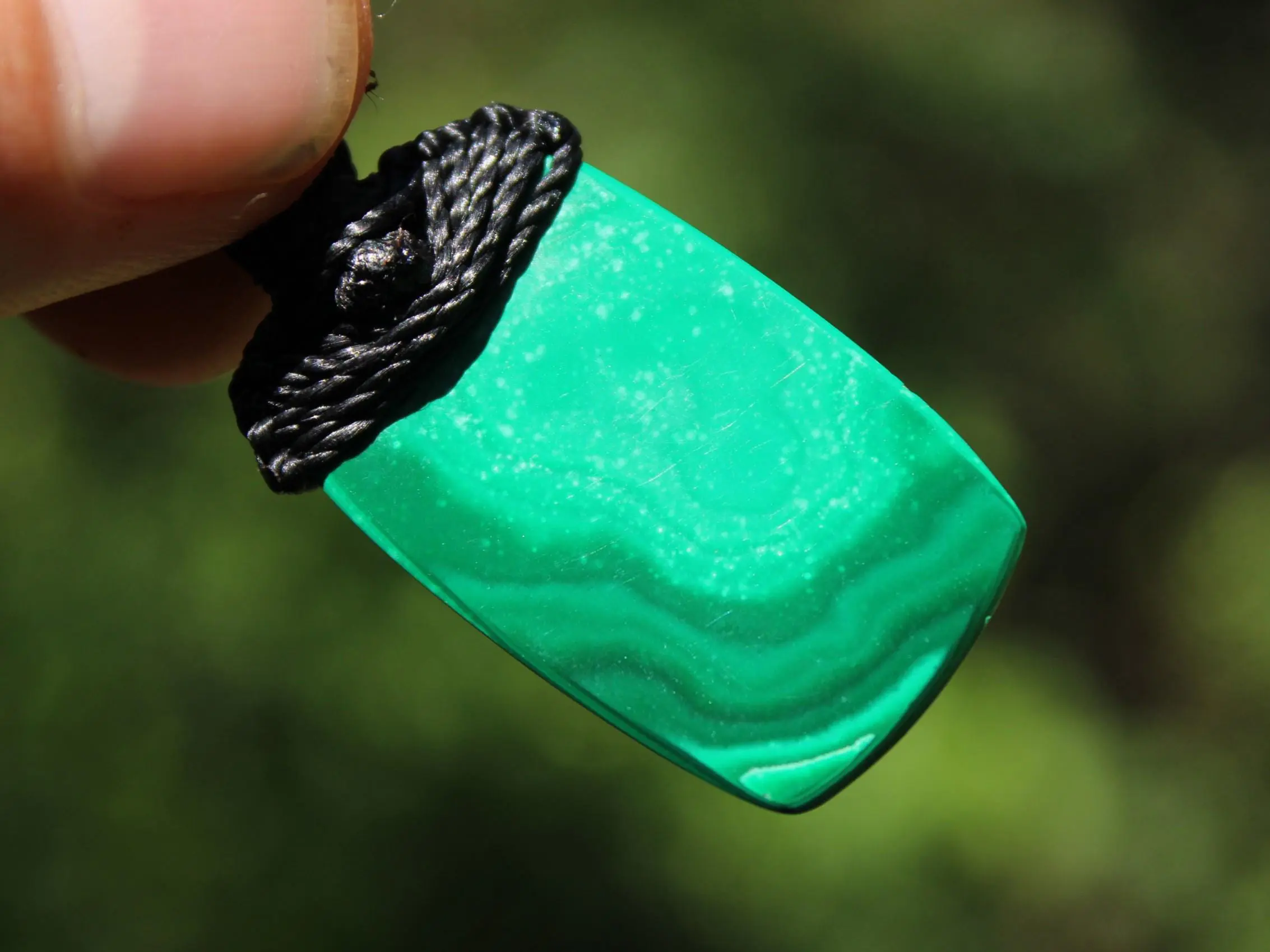 Malachite Necklace,Malachite Pendant, Elven Jewelry, crystal healing jewellery,Australian made Macrame Cord, Green stone talisman