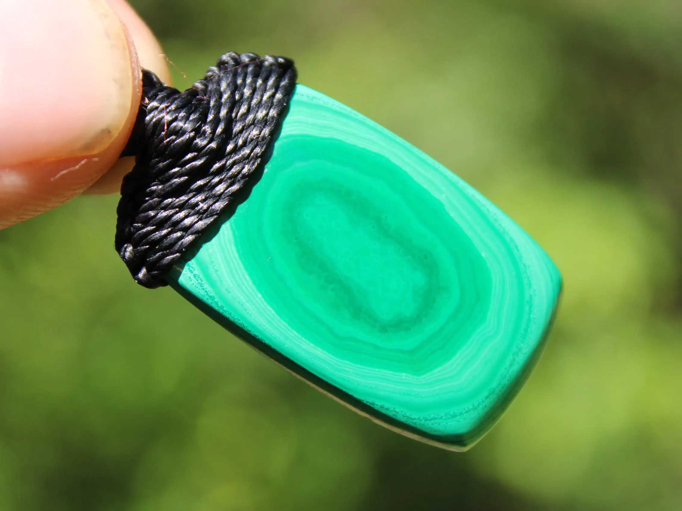 Malachite Necklace,Malachite Pendant, Elven Jewelry, crystal healing jewellery,Australian made Macrame Cord, Green stone talisman