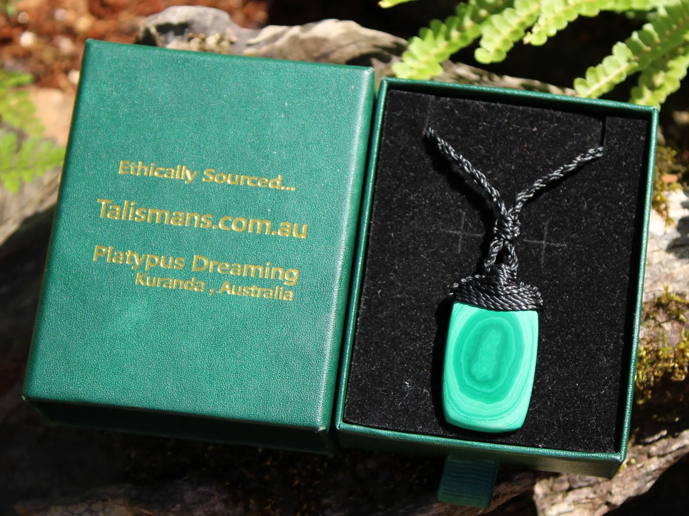 Malachite Necklace,Malachite Pendant, Elven Jewelry, crystal healing jewellery,Australian made Macrame Cord, Green stone talisman