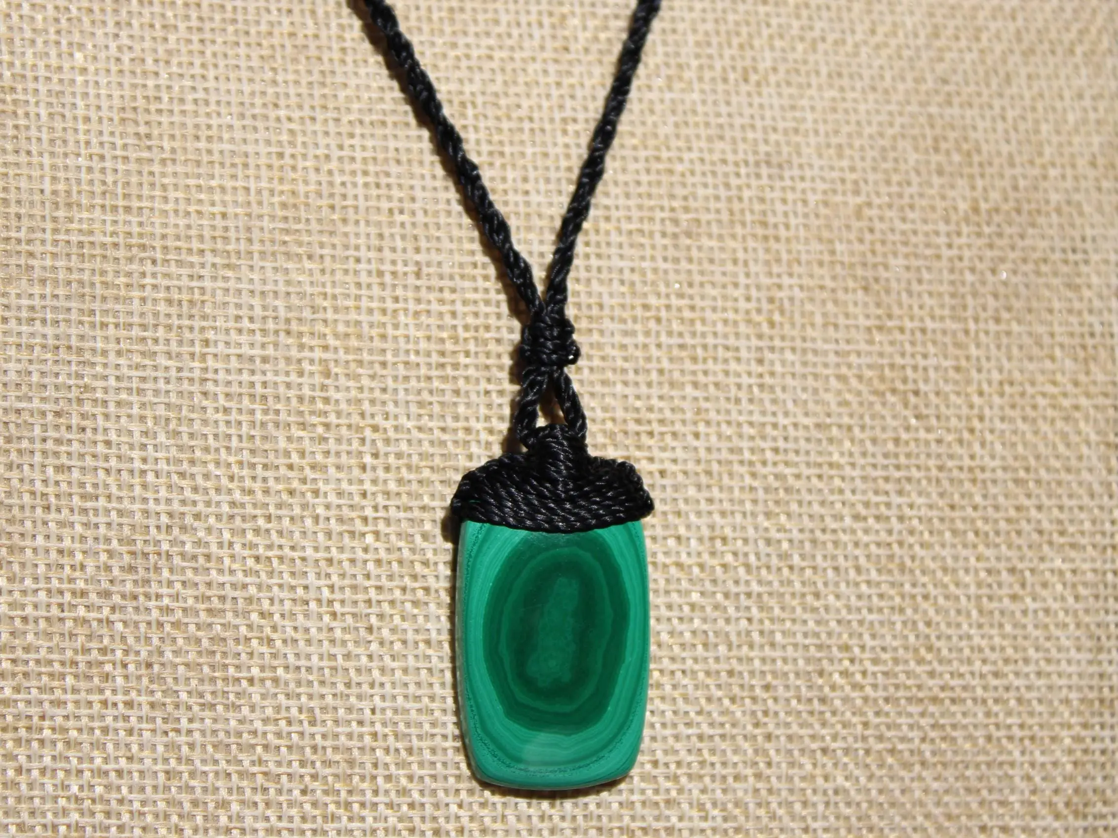 Malachite Necklace,Malachite Pendant, Elven Jewelry, crystal healing jewellery,Australian made Macrame Cord, Green stone talisman