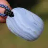 Australian Blue Lace Agate Necklace • Agate Creek Pendant • Tribal Healing Crystal Talisman • Handwoven Tropical Cord